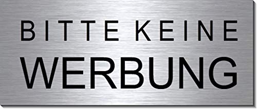 3 Stk. Bitte keine Werbung-Briefkasten-Schild- Aluminium Edelstahloptik 60 x 25 mm selbstklebend (3 Stk. Alu.silber 1966-8) von Desi-Schilder