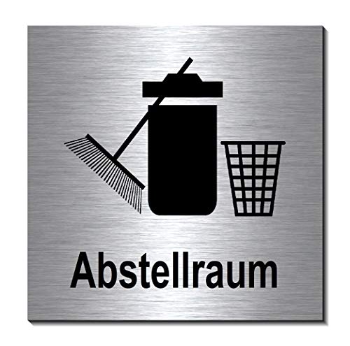 Abstellraum-Besenkammer Schild 100 x 100 x 3 mm-Aluminium Edelstahloptik silber mattgebürstet Hinweisschild-1910-75 von Desi-Schilder