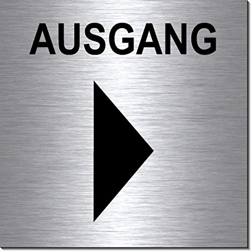 Ausgang Pfeil rechts-Schild 100 x 100 x 3 mm-Aluminium Edelstahloptik silber mattgebürstet Hinweisschild-Warnschild-1910-38 Ausgang Pfeil rechts-Schild 100 x 100 x 3 mm-Aluminium Edelstahloptik silber mattgebürstet Hinweisschild-Warnschild-1910-38 von Desi-Schilder