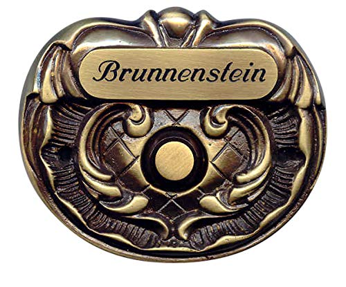 Barock-Klingelschild -Klingel-Türklingel-Türschild-Schild-95 x 80 mm-Messing poliert-Messing brüniert-Ohne, oder mit Gravur-Made in Germany (359 Mess. poliert mit 1 Zeile Gravur) von Desi-Schilder