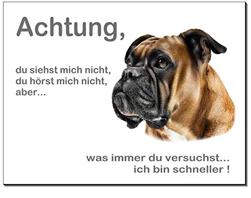 Boxer-Hundeschild-Schild-3 Größen-Aluminium Verbund-Hund-Tierschild-Warnschild-Hinweisschild (1450-49 -20 x 15 cm mit Löcher) von Desi-Schilder