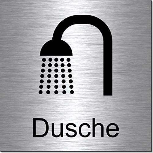 Dusche-Toiletten-WC-Bad-Klo-Schild 100 x 100 x 3 mm-Aluminium Edelstahloptik silber mattgebürstet Hinweisschild-Warnschild-1910-20 von Desi-Schilder