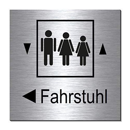 Fahrstuhl Pfeil links 100 x 100 x 3 mm-Aluminium Edelstahloptik silber mattgebürstet Hinweisschild-1910-62 Fahrstuhl Pfeil links 100 x 100 x 3 mm-Aluminium Edelstahloptik silber mattgebürstet Hinweisschild-1910-62 von Desi-Schilder