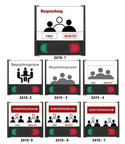 Frei-Besetzt-Belegt-Wechsel-Schild-154 x 154 mm-mit Schieber rot/grün-Türschild-Hinweisschild-Büroschild-4 mm ESG-Glas (2410-8 -154 x 154 mm mit Eigentext) von Desi-Schilder