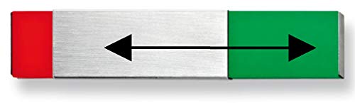 Frei-Besetzt-Frei-Belegt-Anzeige mit Edelstahlschieber rot/grün-Türschild-nur 150 x 30 mm klein-selbstklebend-Toilettenschild-Büroschild-Hinweisschild (150 x 30 mm selbstklebend) von Desi-Schilder