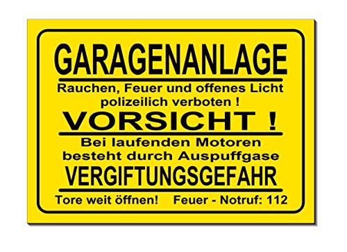 Garagenanlage-Rauchen-Feuer-Licht-verboten-Vergiftungsgefahr-Schild-Aluminium Verbund-300 x 200 x 3 mm-Warnschild-Hinweisschild-Türschild (1254 ohne Löcher) von Desi-Schilder
