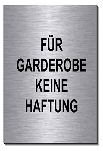 Garderobe keine Haftung-Symbol-Schild-Türschild 150 x 100 x 3 mm-Aluminium Edelstahloptik silber mattgebürstet Hinweisschild (1905-28 mit Klebepats) von Desi-Schilder