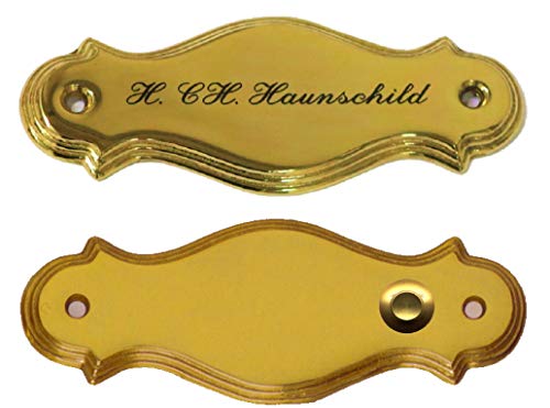 Guss-Klingelschild-Klingel-Namensschild-Türschild-Schild-Türklingel-135 x 50 mm-Messing poliert-Mit Schutzlack-Ohne, oder mit Gravur (Nr. 22 Messing ohne Klingel mit 1 Zeile Gravur) von Desi-Schilder