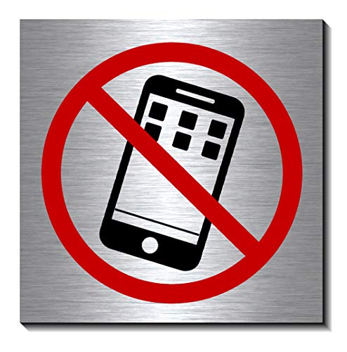 Handyverbot-Schild 100 x 100 x 3 mm-Aluminium Edelstahloptik silber mattgebürstet Hinweisschild-1910-45 Handyverbot-Schild 100 x 100 x 3 mm-Aluminium Edelstahloptik silber mattgebürstet Hinweisschild-1910-45 von Desi-Schilder
