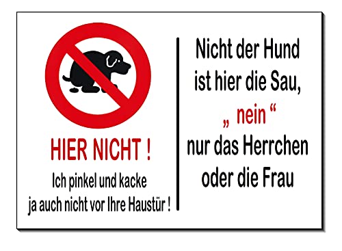 Hunde-Kackverbot-Hund-Hier nicht-3 Größen-Schild-Hundeschild-Aluminium 3 mm dick -Hunde-Warnschild-Hinweisschild (1451-119 -30 x 20 mit Löcher) von Desi-Schilder