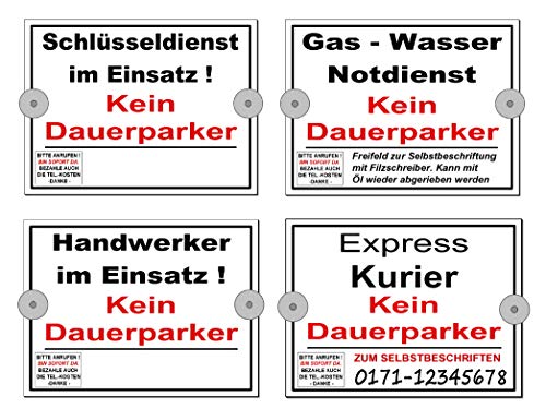 Kein Dauerparker-Schild-r für Auto-Innenscheibe-Zur Selbstbeschriftung-Aluminium Verbund-20 x 15 od. 30 x 20 cm-Warnschild-Hinweisschild-Autoschild (Gas-Wasser 20 x 15 cm) von Desi-Schilder