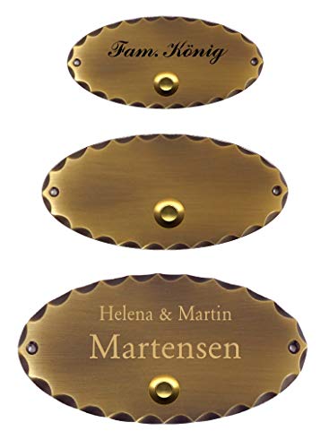 Klingelschild-Türklingel-Klingel-Namensschild-Türschild-Schild-3 Größen-Massiv Messing brüniert-mit Gravur oder ohne Gravur-TOP-Qualität (75K-C-150 x 80 mm mit 1 Zeile Gravur) von Desi-Schilder