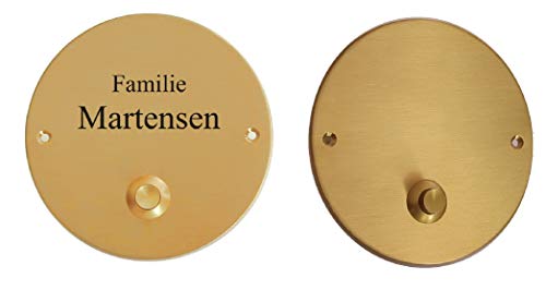 Messing Rundklingel-80 oder 100 mm Ø-Klingel 2 mm Materialstärke auch mit Gravur-Türklingel-Klingelplatte-Klingelknopf-Nr.306 KLU (306 KLU -80 mm Ø Mess.pol. m. 1 Zeile Gravur) von Desi-Schilder