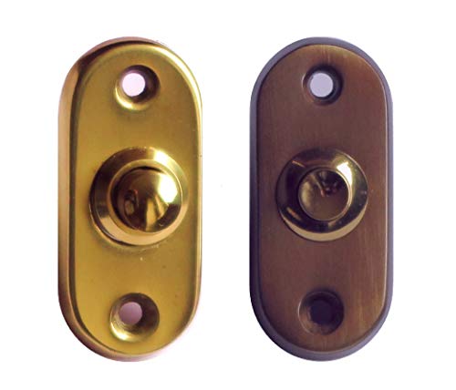 Mini-Klingel-Klingelschild-nur 60 x 27 mm-Messing poliert oder brüniert.-Türklingel mit Schutzlack-2-Drahtanschluss (Messing poliert) von Desi-Schilder