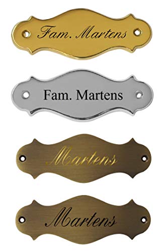 Namensschild-Türschild-Schild-135 x 50 mm-Messing pol.-Messing verchromt-Messing brüniert-Ohne, oder mit Gravur (18 B Mess. brüniert ohne Gravur) von Desi-Schilder