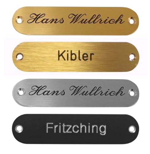 Namensschild-Türschild-Schild-85 x 20 mm-Messing oder Alu Edelstahloptik Nr. 180 (Aluminium Edelstahloptik mit 1 Zeile Gravur) von Desi-Schilder