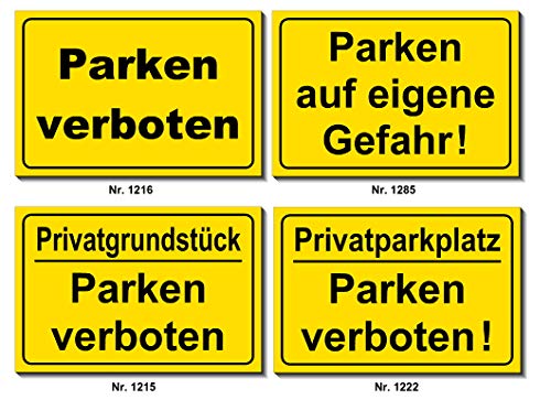 Privatparkplatz-Privatgrundstück-Parken verboten-eigene Gefahr-Schild-Aluminium Verbund-300 x 200 x 2 mm-Warnschild-Hinweisschild-Türschild (Nr. 1285-300 x 200 x 2 mm mit Löcher) von Desi-Schilder