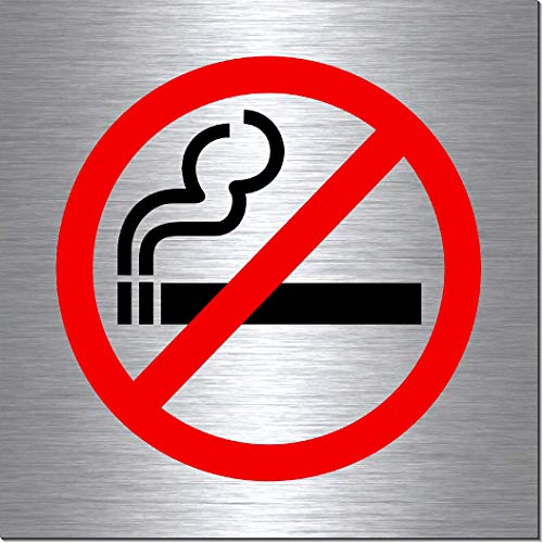 Rauchen verboten-Rauchverbot-Symbol-Schild 100 x 100 x 3 mm-Aluminium Edelstahloptik silber mattgebürstet Hinweisschild-Warnschild-1910-36 Rauchen verboten-Rauchverbot-Symbol-Schild 100 x 100 x 3 mm-Aluminium Edelstahloptik silber mattgebürstet Hinweisschild-Warnschild-1910-36 von Desi-Schilder