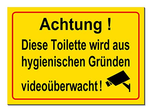 Toilette wird aus Hygienischen Gründen Videoüberwacht-Schild-Aluminium Verbund-Warnschild-Hinweisschild-Türschild (1411 A-200 x 150 x 3 mm mit Löcher) von Desi-Schilder