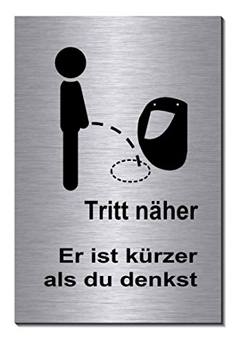 Hinweis-Pfeil links/rechts-Alu-Edelst-Optik-Schild-15 x 10 cm-Toilette-WC-Bad 
