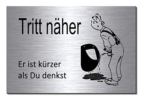 Alu-Edelstahlfinish-Video-Schild-15 x 10 cm-Toilette-WC-Warnschild-Hinweisschild 