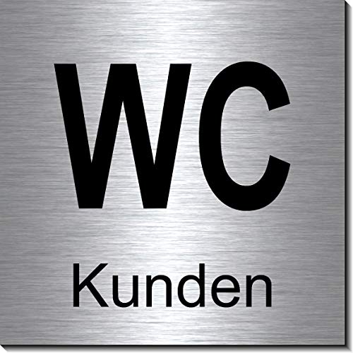 WC-Kunden-Toiletten-Bad-Klo-Symbol-Schild 100 x 100 x 3 mm-Aluminium Edelstahloptik silber mattgebürstet Hinweisschild-Warnschild-1910-12 WC-Kunden-Toiletten-Bad-Klo-Symbol-Schild 100 x 100 x 3 mm-Aluminium Edelstahloptik silber mattgebürstet Hinweisschild-Warnschild-1910-12 von Desi-Schilder