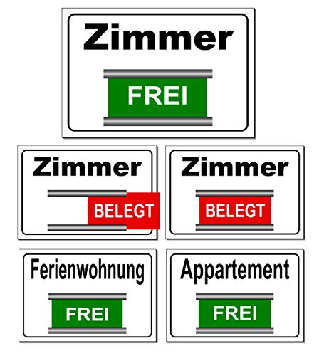 Zimmer-Appartement-Ferienwohnung-auch mit Eigentext-Frei/Belegt-Wechsel-30 x 20 cm-40 x 30 cm-60 x 40 cm-Schild-Aluminium-Vermietung-Hotel-Pension-Hinweisschild-Türschild (1403 Zimmer 60 x 40 cm) von Desi-Schilder