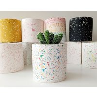 Terrazzo Blumentopf, Bunter Übertopf, Pflanzgefäß, Pflanztopf, 60Er Jahre, Zementtopf, Sukkulententopf, Geschenk Für Sie, Jahre von DesiGN33Studio