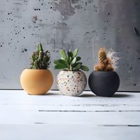 Terrazzo Übertopf, Muttertagsgeschenk, Gelber Einweihungsgeschenk, Sukkulenten-Set, Zementübertopf, Zementtopf, Indoor-Übertopf von DesiGN33Studio