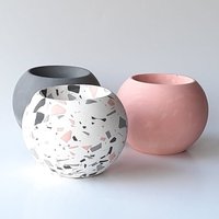 Terrazzo Übertopf, Muttertagsgeschenk, Rosa Einweihungsgeschenk, Zementübertopf, Zementtopf, Sukkulentenübertopf, Indoor-Übertopf von DesiGN33Studio