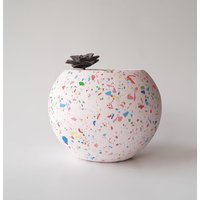 Terrazzo Übertopf, Rosa Muttertagsgeschenk, Einweihungsgeschenk, Terrazzo, Zementübertopf, Zementtopf, Sukkulenten Übertopf von DesiGN33Studio