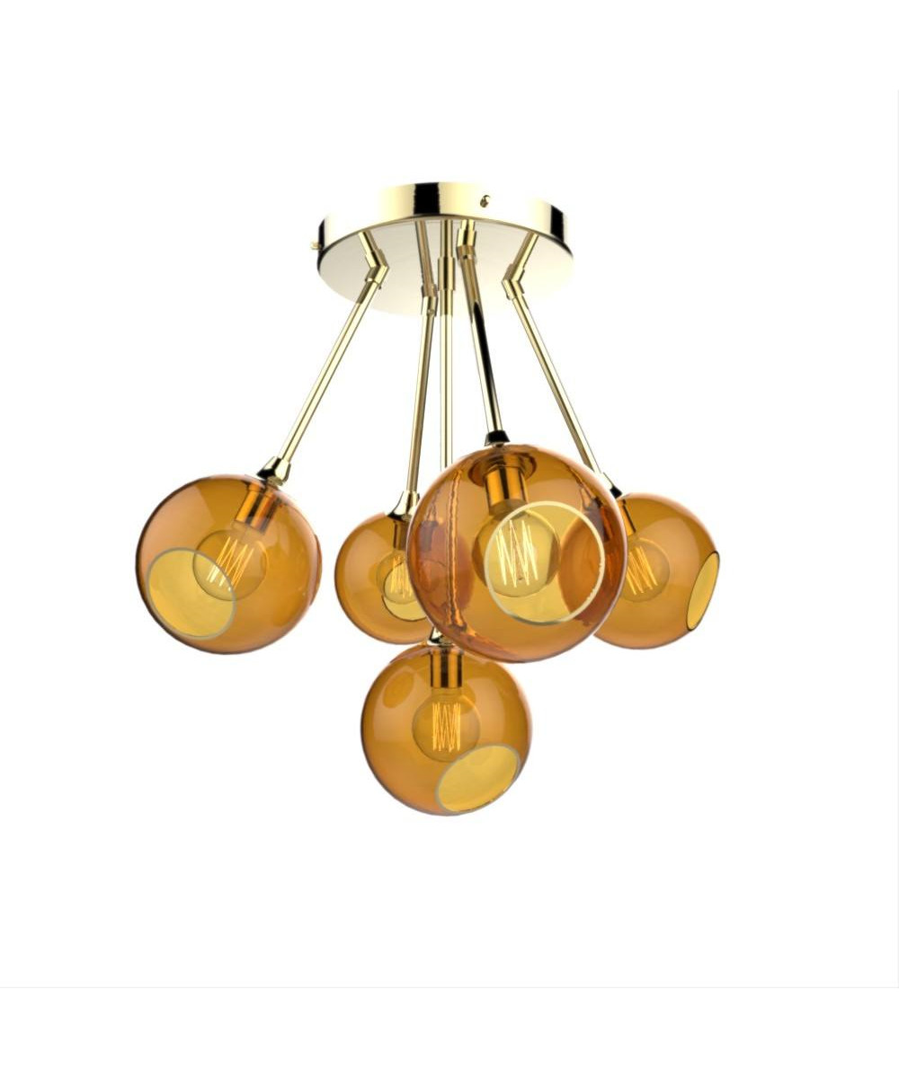 Design By Us - Ballroom Molecule Pendelleuchte Brass/Amber von Design By Us