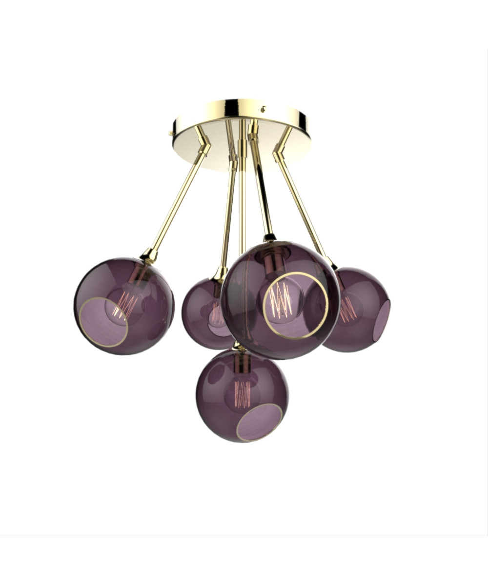 Design By Us - Ballroom Molecule Pendelleuchte Brass/Purple von Design By Us