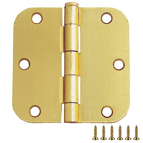 Design House 181404 6-Hole x 3 1/2", 5/8" Radius Hinge, 10-Pack, Satin Brass, 10 Pack von Design House