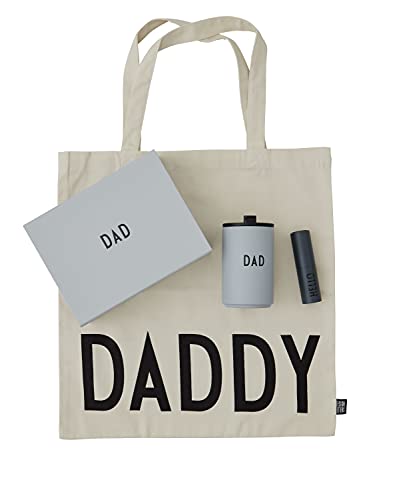 Design Letters Geschenkbox DAD |Papa Geschenke| Inklusive Thermobecher, Tragetasche aus 100% Bio-Baumwolle und Spender für Handdesinfektionsmittel in Beutelgröße von Design Letters