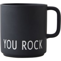 Design Letters - AJ Favourite Porzellan Becher mit Henkel, You Rock / schwarz von Design Letters