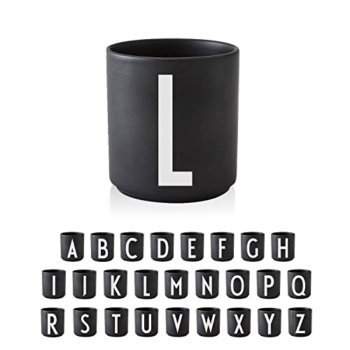 Design Letters Buchstaben Porzellan Kaffeetasse A-Z Schwarz | Verwendung als Zahnputzbecher | Geschenke für Frauen, Männer | Dekorativ Design Tasse in Premium Porzellan mit eingravierter Buchstabe von Design Letters