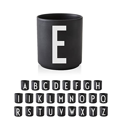 Design Letters Buchstaben Porzellan Kaffeetasse A-Z Schwarz | Verwendung als Zahnputzbecher | Geschenke für Frauen, Männer | Dekorativ Design Tasse in Premium Porzellan mit eingravierter Buchstabe von Design Letters