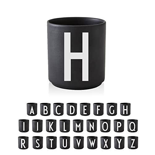 Design Letters Buchstaben Porzellan Kaffeetasse A-Z Schwarz | Verwendung als Zahnputzbecher | Geschenke für Frauen, Männer | Dekorativ Design Tasse in Premium Porzellan mit eingravierter Buchstabe von Design Letters