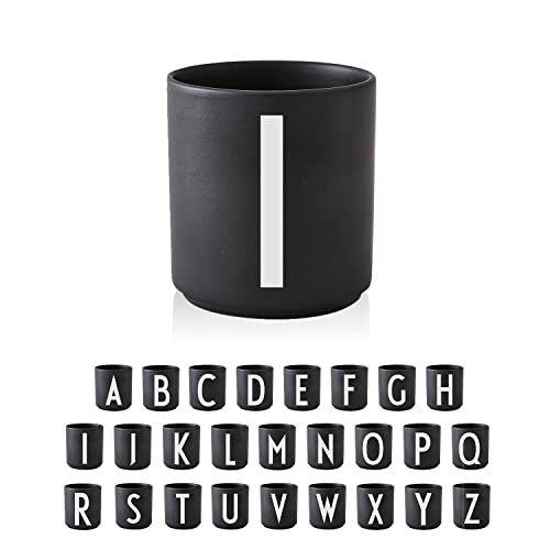 Design Letters Buchstaben Porzellan Kaffeetasse A-Z Schwarz | Verwendung als Zahnputzbecher | Geschenke für Frauen, Männer | Dekorativ Design Tasse in Premium Porzellan mit eingravierter Buchstabe von Design Letters