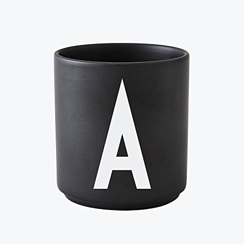Design Letters - Becher - Buchstabentasse - Buchstabe: A - Porzellan - Schwarz - Arne Jacobsen von Design Letters