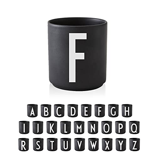 Design Letters Buchstaben Porzellan Kaffeetasse A-Z Schwarz | Verwendung als Zahnputzbecher | Geschenke für Frauen, Männer | Dekorativ Design Tasse in Premium Porzellan mit eingravierter Buchstabe von Design Letters