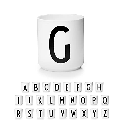 Design Letters Tasse Personalisiert A-Z | Weiße Tassen | Kaffeetassen Buchstaben | Kaffeebecher Porzellan | Personalisierte Tasse Weiß, Personalisierte Geschenke | Dekorativ Tasse mit Initialen 250 Ml von Design Letters