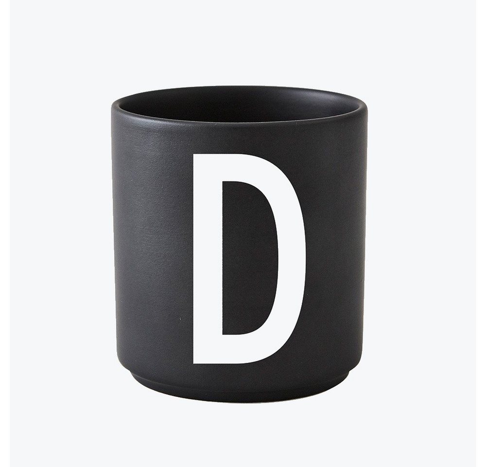 Design Letters Becher Porzellanbecher Schwarz D, Porzellan von Design Letters