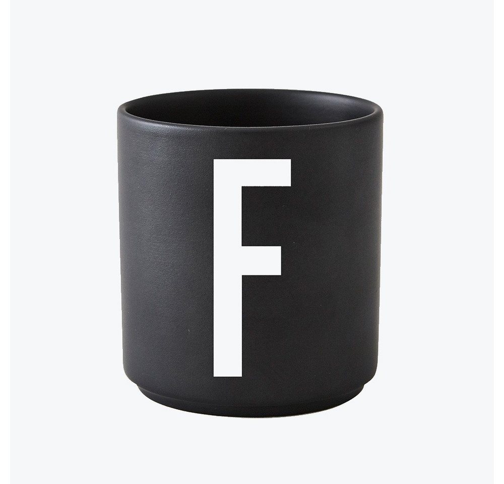 Design Letters Becher Porzellanbecher Schwarz F, Porzellan von Design Letters