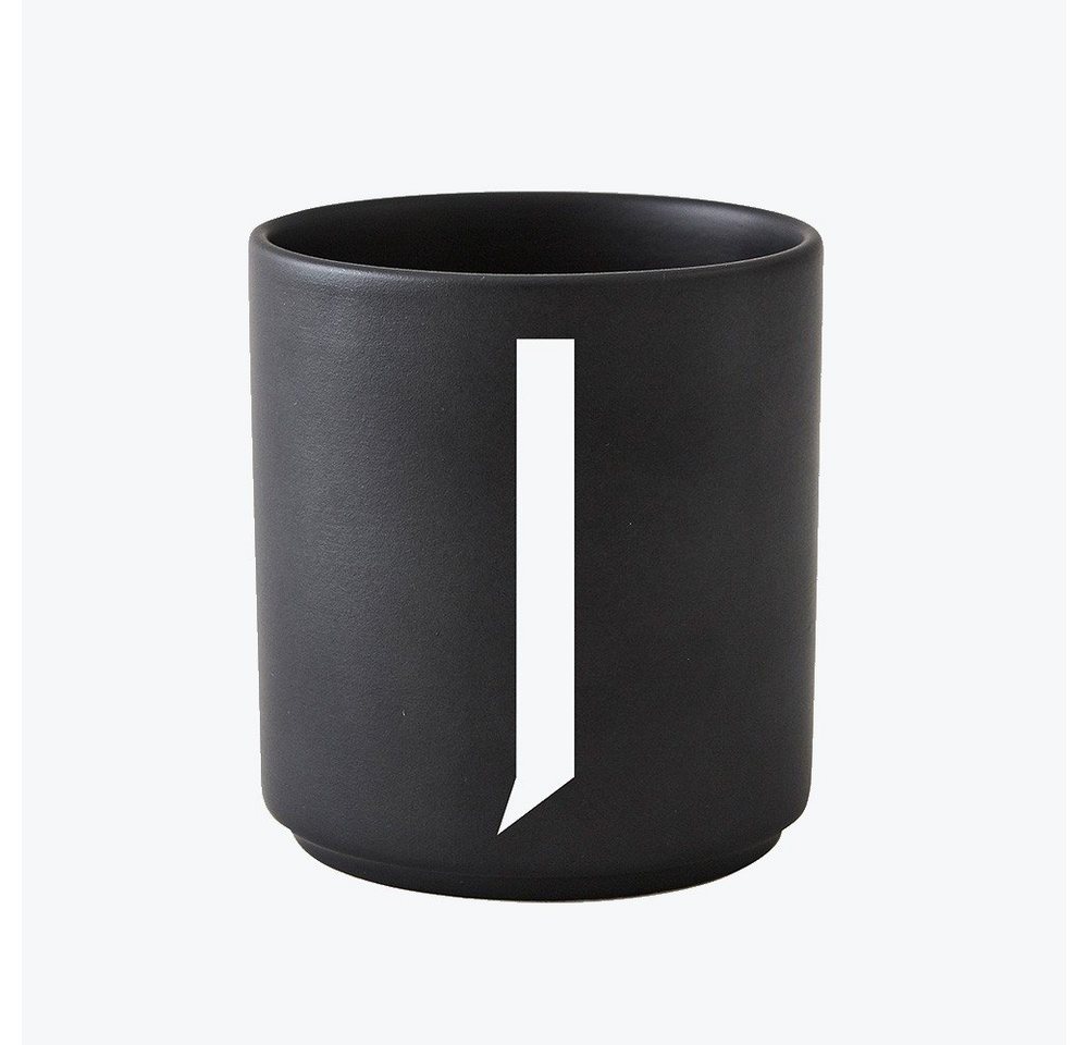 Design Letters Becher Porzellanbecher Schwarz J, Porzellan von Design Letters