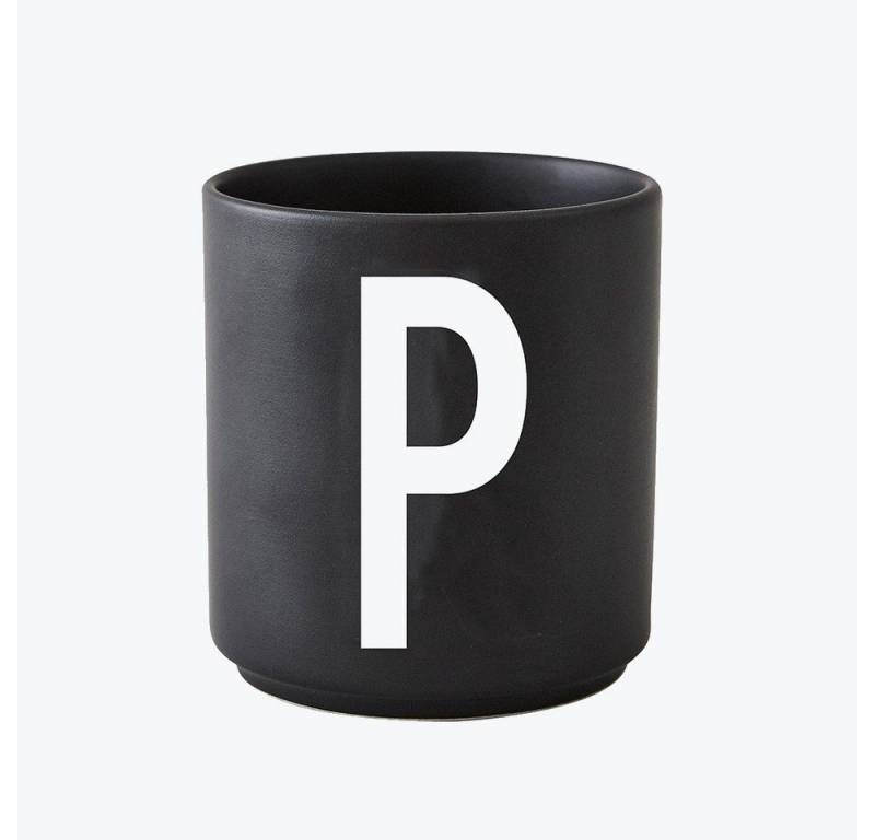 Design Letters Becher Porzellanbecher Schwarz P, Porzellan von Design Letters