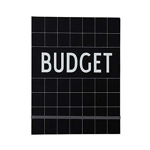 Design Letters Budgetbuch (schwarz) - Grafische Dekoration für das Home Office, Verfolgt die Budgets, Enthält 12 Monatsbudgets, Umschläge zum Speichern von Belegen und mehr, 40 Seiten von Design Letters