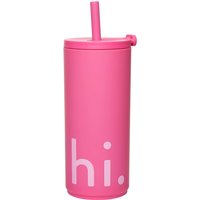 Design Letters - Hi Travel Trinkhalm-Becher, 0.5 l, cherry pink von Design Letters