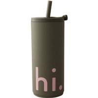 Design Letters - Hi Travel Trinkhalm-Becher, 0.5 l, olivgrün von Design Letters